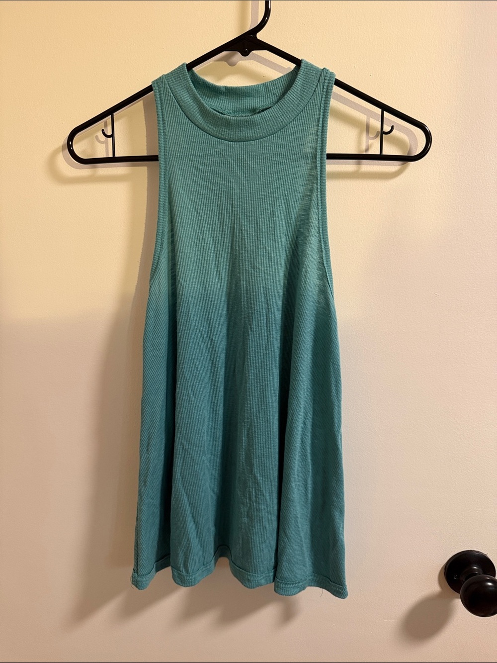 Free People Teal Ribbed Swing Tank